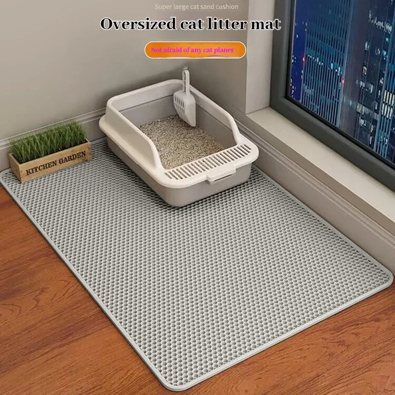 Tapis litière chat double couche avec technologie de pointe anti-projection de litière