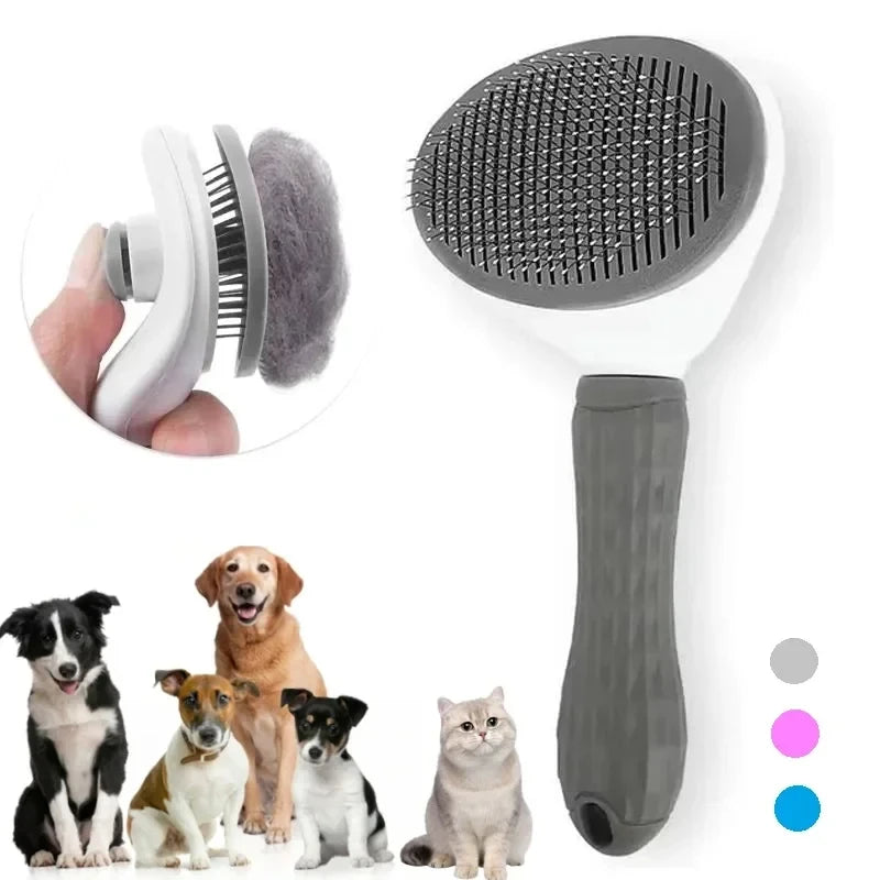 Brosse anti-poil auto-nettoyante pour animaux de compagnie