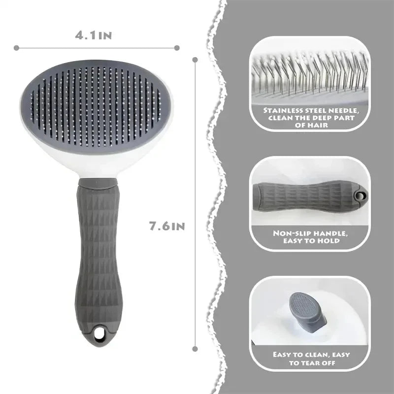 Brosse anti-poil auto-nettoyante pour animaux de compagnie