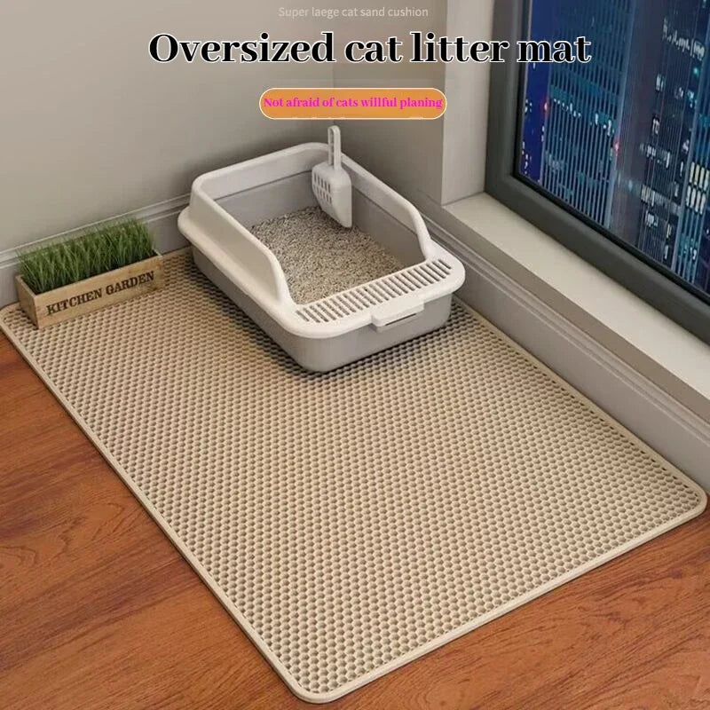 Tapis litière chat double couche avec technologie de pointe anti-projection de litière