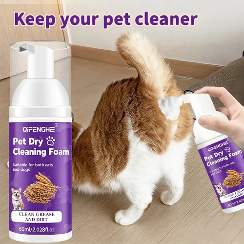 Pet Dry Shampoo for Dogs & Cats - Waterless Foam No Rinse