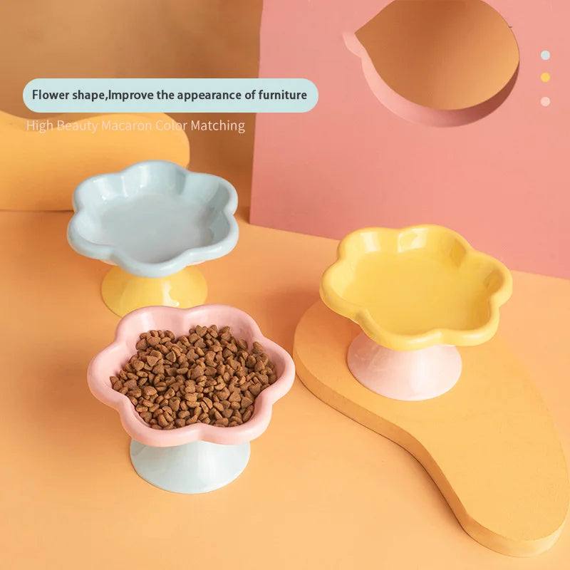 Ceramic Elevated Cat Bowl For Neck Protection
