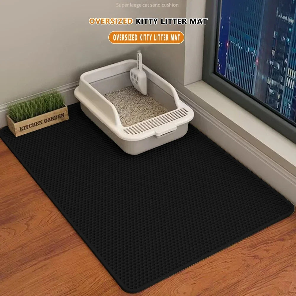 Tapis litière chat double couche avec technologie de pointe anti-projection de litière