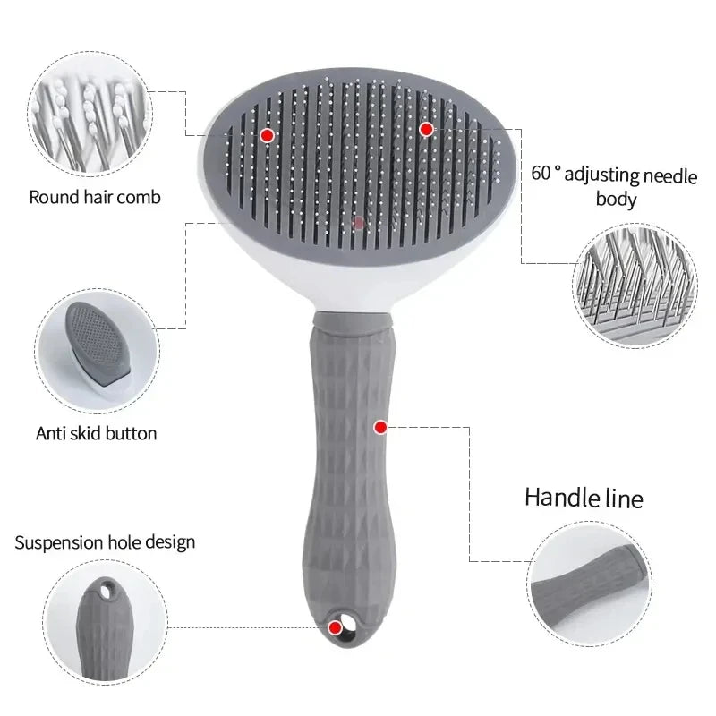 Brosse anti-poil auto-nettoyante pour animaux de compagnie